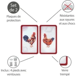 WENKO Protection Plaque De Cuisson En Verre, Protection Plaque Induction, Ferme, Lot De 2, Verre Trempé, 30x52 Cm, Multicolore -Promos Gout Cuisine Boutique 6580670 3