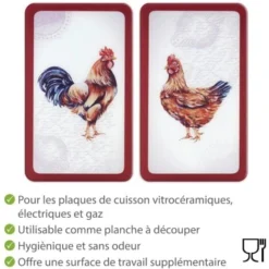 WENKO Protection Plaque De Cuisson En Verre, Protection Plaque Induction, Ferme, Lot De 2, Verre Trempé, 30x52 Cm, Multicolore -Promos Gout Cuisine Boutique 6580670 4