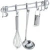 WENKO Barre De Crédence Cuisine Style Porte Ustensiles De Cuisine Mural Avec 5 Crochets En Acier Inox, Métal, 40x6,5x3 Cm, Argent