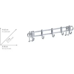 WENKO Barre De Crédence Cuisine Style Porte Ustensiles De Cuisine Mural Avec 5 Crochets En Acier Inox, Métal, 40x6,5x3 Cm, Argent 9 WENKO Barre De Crédence Cuisine Style Porte Ustensiles De Cuisine Mural Avec 5 Crochets En Acier Inox, Métal, 40x6,5x3 Cm, Argent -Promos Gout Cuisine Boutique 6595369 5
