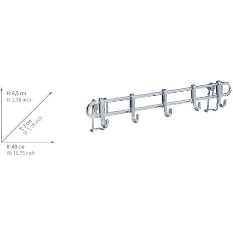 WENKO Barre De Crédence Cuisine Style Porte Ustensiles De Cuisine Mural Avec 5 Crochets En Acier Inox, Métal, 40x6,5x3 Cm, Argent 5 WENKO Barre De Crédence Cuisine Style Porte Ustensiles De Cuisine Mural Avec 5 Crochets En Acier Inox, Métal, 40x6,5x3 Cm, Argent – Image 5