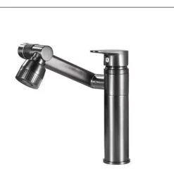 Cuisine Tout Cuivre Lucky Cat Pistolet Gris Bassin Robinet Eau Chaude Et Froide Lavabo Rotation Évier Cuisine Robinet Extractible Modèle Court (Gun Gris Lucky Cat Robinet) Sans Entrée D'eau