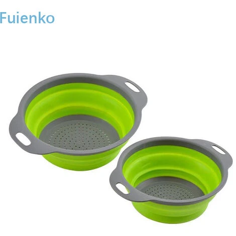 Panier égouttoir D'évier,Passoire En Silicone Pliable Vert 2pcs FUIENKO 1 Panier égouttoir D'évier,Passoire En Silicone Pliable Vert 2pcs FUIENKO