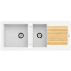 CAREA - Évier 2 En 1 KATLA 2 Bacs - Blanc