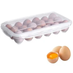 18 Grille Boîte De Rangement D'Oeufs, Boite A Oeufs En Plastique, Support D'Oeufs, Transparente Plastique Portable Empilable Conteneur D'Oeufs Avec Couvercle Pour Cuisine, Protect Keep Egg Fresh