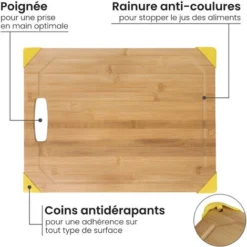 Planche à Découper En Bambou – 33x23x1,5cm / Planche A Decouper En Bois - Antidérapante - Rainures Anti Coulures – Poignée 7 Planche à Découper En Bambou – 33x23x1,5cm / Planche A Decouper En Bois - Antidérapante - Rainures Anti Coulures – Poignée -Promos Gout Cuisine Boutique 67665825 3