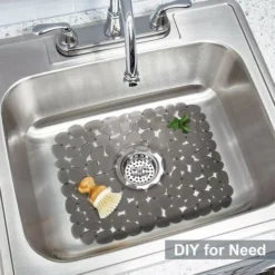 Tapis D'évier Selle Tapis D'évier De Cuisine Réglable Protecteur D'évier écologique Matériau En PVC Galets Éviers Tapis D'égouttement Tapis De Séchage Pour Accessoire De Cuisine,Gris -Promos Gout Cuisine Boutique 67812239 5