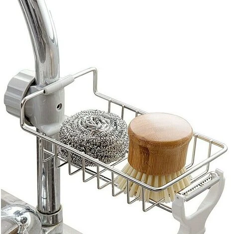 Support D'éponge De Support De Rangement De Robinet, Organisateur De Caddie D'évier Pour Accessoires De Cuisine Et De Salle De Bain, Support De Rangement Suspendu En Acier Inoxydable 2 Support D'éponge De Support De Rangement De Robinet, Organisateur De Caddie D'évier Pour Accessoires De Cuisine Et De Salle De Bain, Support De Rangement Suspendu En Acier Inoxydable – Image 2