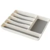 Range-couverts En Matière Plastique 6 Compartiments Rangement Tiroir Cuisine 5 X 33 X 41 Cm,couche Antidérapante,blanc/ Anthracite