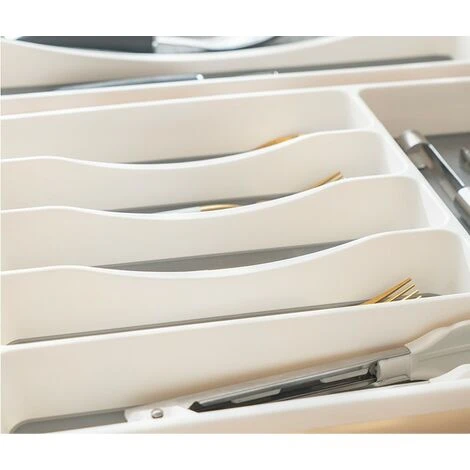 Range-couverts En Matière Plastique 6 Compartiments Rangement Tiroir Cuisine 5 X 33 X 41 Cm,couche Antidérapante,blanc/ Anthracite 3 Range-couverts En Matière Plastique 6 Compartiments Rangement Tiroir Cuisine 5 X 33 X 41 Cm,couche Antidérapante,blanc/ Anthracite – Image 3