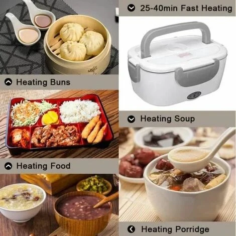Boite à Lunch Eléctrique Boite à Repas Chauffante En Acier Inoxydable 12V-220V De Voiture Bureau Maison - Gris 4 Boite à Lunch Eléctrique Boite à Repas Chauffante En Acier Inoxydable 12V-220V De Voiture Bureau Maison - Gris – Image 4