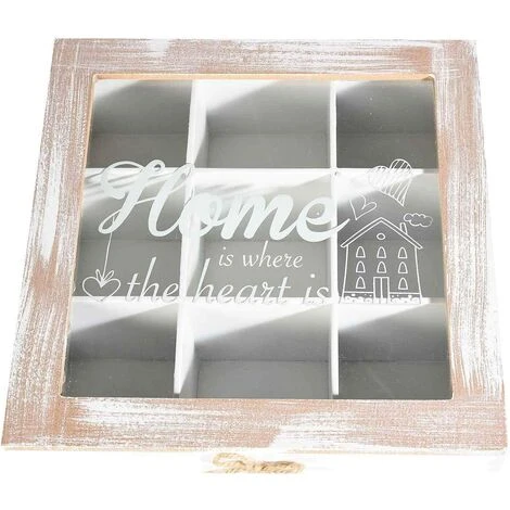 Boite à Thé Décorative Blanche En Bois Avec Couvercle En Verre - Boite Pour Le Rangement De Vos Sachets De Thé. 4 Boite à Thé Décorative Blanche En Bois Avec Couvercle En Verre - Boite Pour Le Rangement De Vos Sachets De Thé. – Image 4