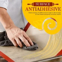 MINKUROW Tapis De Cuisson - 1 Tapis Réutilisable En Silicone Anti-Adhésif - Supporte Le Four Et Le Micro-Onde, Passe Au Lave-Vaisselle - Certifié Sans Bpa Et Écologique - Idéal Pâtisserie : 42x29.5cm -Promos Gout Cuisine Boutique 68847991 3