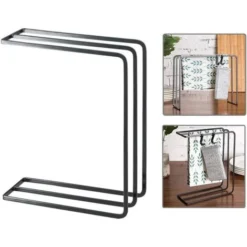 Porte-Serviette De Cuisine Sur Pied à 3 Niveaux, Porte-torchon Porte-essuie-Main Tablettes Porte-Serviettes Gant De Toilette Support Serviettes, 25 ×10×30cm,Noir