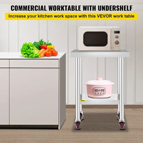 VEVOR Table De Travail Inox Cuisine à Roulettes 61x46 Cm Pour Préparation De Cuisine 3 VEVOR Table De Travail Inox Cuisine à Roulettes 61x46 Cm Pour Préparation De Cuisine – Image 3