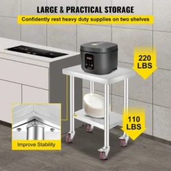 VEVOR Table De Travail Inox Cuisine à Roulettes 61x46 Cm Pour Préparation De Cuisine 9 VEVOR Table De Travail Inox Cuisine à Roulettes 61x46 Cm Pour Préparation De Cuisine -Promos Gout Cuisine Boutique 69342886 5
