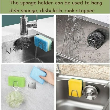 2Pièces Porte-Éponge Évier De Cuisine Porte-Éponge En Acier Inoxydable 304 Porte-Éponge Auto-Adhésif De Cuisine Porte-Éponge Étanche Porte-Éponge Pour Évier De Cuisine Porte-Éponge De Cuisine, Noir 2 2Pièces Porte-Éponge Évier De Cuisine Porte-Éponge En Acier Inoxydable 304 Porte-Éponge Auto-Adhésif De Cuisine Porte-Éponge Étanche Porte-Éponge Pour Évier De Cuisine Porte-Éponge De Cuisine, Noir – Image 2