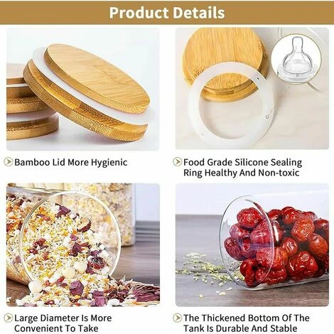 Pot De Stockage En Verre Récipient En Verre Hermétique, Utilisé Pour Le Stockage Hermétique, Peut Contenir Toutes Sortes De Céréales, Thé, Collations, Fruits Secs,etc 2 Pot De Stockage En Verre Récipient En Verre Hermétique, Utilisé Pour Le Stockage Hermétique, Peut Contenir Toutes Sortes De Céréales, Thé, Collations, Fruits Secs,etc – Image 2