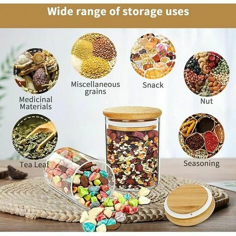 Pot De Stockage En Verre Récipient En Verre Hermétique, Utilisé Pour Le Stockage Hermétique, Peut Contenir Toutes Sortes De Céréales, Thé, Collations, Fruits Secs,etc 3 Pot De Stockage En Verre Récipient En Verre Hermétique, Utilisé Pour Le Stockage Hermétique, Peut Contenir Toutes Sortes De Céréales, Thé, Collations, Fruits Secs,etc – Image 3