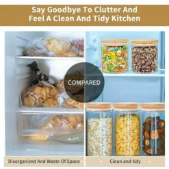 Pot De Stockage En Verre Récipient En Verre Hermétique, Utilisé Pour Le Stockage Hermétique, Peut Contenir Toutes Sortes De Céréales, Thé, Collations, Fruits Secs,etc 9 Pot De Stockage En Verre Récipient En Verre Hermétique, Utilisé Pour Le Stockage Hermétique, Peut Contenir Toutes Sortes De Céréales, Thé, Collations, Fruits Secs,etc -Promos Gout Cuisine Boutique 70888394 5