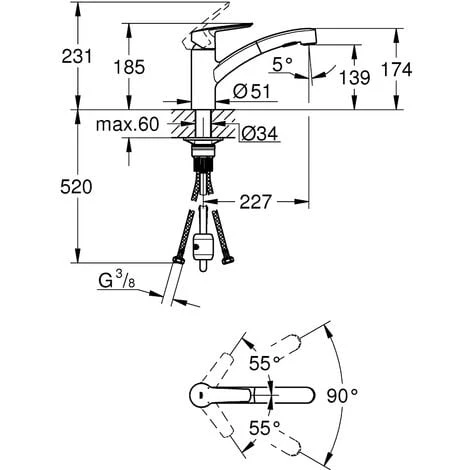 GROHE Start Mitigeur Monocommande Evier Douchette Extractible 30531001 5 GROHE Start Mitigeur Monocommande Evier Douchette Extractible 30531001 – Image 5