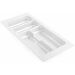 Range Couverts Pour Intérieur De Tiroir En Plastique Redécoupable Organiseur Ustensile Cuisine Rangement, 4 Compartiments 235 X 490 Mm Blanc