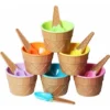 Lot De 6 Bols à Dessert De Glaces Et Cuillères Assortie – Plastique – Cute Coloris Assortis – Gaufré Motif