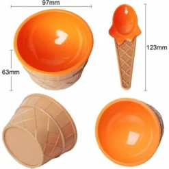 Lot De 6 Bols à Dessert De Glaces Et Cuillères Assortie – Plastique – Cute Coloris Assortis – Gaufré Motif -Promos Gout Cuisine Boutique 71261360 4