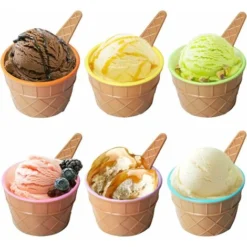 Lot De 6 Bols à Dessert De Glaces Et Cuillères Assortie – Plastique – Cute Coloris Assortis – Gaufré Motif -Promos Gout Cuisine Boutique 71261360 5