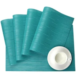 Set De Table PVC Antidérapant Lavable Résiste à La Chaleur Rectangulaire Vinyle Sets De Table Pour Restaurant, Table à Manger En Cuisine Ou Salle à Manger, 45 X 30 CM Lot De 6 (Bleu) 6 Set De Table PVC Antidérapant Lavable Résiste à La Chaleur Rectangulaire Vinyle Sets De Table Pour Restaurant, Table à Manger En Cuisine Ou Salle à Manger, 45 X 30 CM Lot De 6 (Bleu) -Promos Gout Cuisine Boutique 71329817 3
