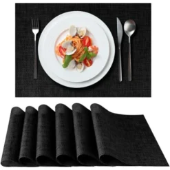 Sets De Table Loco Bird Set Of 6 Noir - 44x32cm - Sets De Table Lavables En PVC - Sets De Table Résistants à La Chaleur - Napperons - Sets De Table