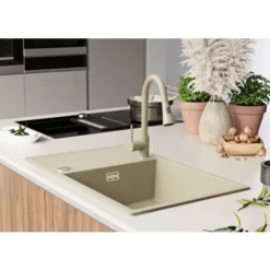 Evier Cuisine En Granit Beige, 78 X 50 Cm, Lavabo 1 Bac + Siphon Classique, Évier à Encastrer Ibiza 780 Cargo De Primagran -Promos Gout Cuisine Boutique 71517743 3