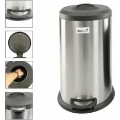Poubelle à Pédale - Avec Presse à Saleté 40 L - Acier - 65 X 40 Cm - Acier Inoxydable - MaxxHome