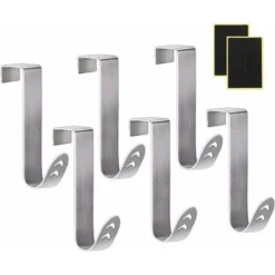 ZOLGINAH Lot De 6 Crochet En Porte En Acier Inoxydable+Film Protecteur En Plastique Déchirable,Sans Perçage Et Protection En Mousse ,Forme De Flèche Creuse,pour Tiroirs Placards