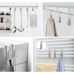 ZOLGINAH Lot De 6 Crochet En Porte En Acier Inoxydable+Film Protecteur En Plastique Déchirable,Sans Perçage Et Protection En Mousse ,Forme De Flèche Creuse,pour Tiroirs Placards -Promos Gout Cuisine Boutique 73746044 5