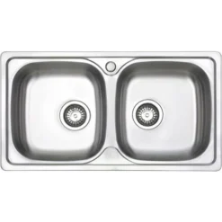 JASSFERRY Évier De Cuisine 2 Bacs , Acier Inoxydable, évier à Encastrer, Avec Vidage, 80 X 44 Cm