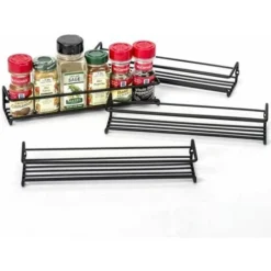 Lot De 4 étagères à épices En Métal à Un étage, étagères à épices Murales, étagères à épices Suspendues Avec Fixation Par Adhésif Ou Par Vis -Promos Gout Cuisine Boutique 74614631 4