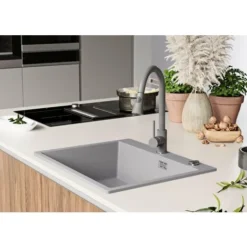 Evier Cuisine Gris, 59 X 50 Cm, Evier En Granit 1 Bac + Kit De Vidage, Evier A Encastrer Oslo 60 XL De Primagran -Promos Gout Cuisine Boutique 75072922 3