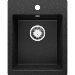 Evier Cuisine Graphite, 40 X 50 Cm, Evier En Granit 1 Bac + Kit De Vidage, Evier A Encastrer Riga 40 XL De Primagran