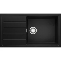 Evier Cuisine Noir Metallic, 90 X 50 Cm, Evier En Granit 1 Bac + Kit De Vidage, Evier A Encastrer De Primagran