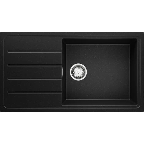 Evier Cuisine Noir Metallic, 90 X 50 Cm, Evier En Granit 1 Bac + Kit De Vidage, Evier A Encastrer De Primagran 1 Evier Cuisine Noir Metallic, 90 X 50 Cm, Evier En Granit 1 Bac + Kit De Vidage, Evier A Encastrer De Primagran