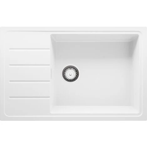 Evier Cuisine Blanc, 78 X 50 Cm, Evier En Granit 1 Bac + Kit De Vidage, Evier A Encastrer De Primagran 2 Evier Cuisine Blanc, 78 X 50 Cm, Evier En Granit 1 Bac + Kit De Vidage, Evier A Encastrer De Primagran – Image 2