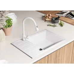 Evier Cuisine Blanc, 78 X 50 Cm, Evier En Granit 1 Bac + Kit De Vidage, Evier A Encastrer De Primagran 7 Evier Cuisine Blanc, 78 X 50 Cm, Evier En Granit 1 Bac + Kit De Vidage, Evier A Encastrer De Primagran -Promos Gout Cuisine Boutique 75073007 3
