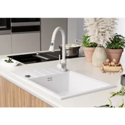 Evier Cuisine Blanc, 78 X 50 Cm, Evier En Granit 1 Bac + Kit De Vidage, Evier A Encastrer De Primagran 8 Evier Cuisine Blanc, 78 X 50 Cm, Evier En Granit 1 Bac + Kit De Vidage, Evier A Encastrer De Primagran -Promos Gout Cuisine Boutique 75073007 4
