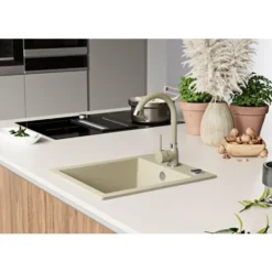 Evier Cuisine Beige, 40 X 50 Cm, Evier En Granit 1 Bac + Kit De Vidage, Evier A Encastrer Riga 40 XL De Primagran -Promos Gout Cuisine Boutique 75073023 3