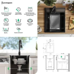 Evier Cuisine Beige, 40 X 50 Cm, Evier En Granit 1 Bac + Kit De Vidage, Evier A Encastrer Riga 40 XL De Primagran -Promos Gout Cuisine Boutique 75073023 5