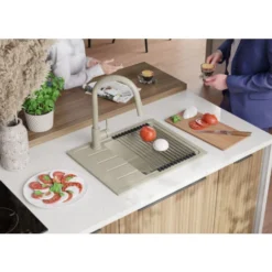 Evier Cuisine Beige, 44 X 55 Cm, Evier En Granit 1 Bac + Kit De Vidage, Evier A Encastrer De Primagran -Promos Gout Cuisine Boutique 75073067 4