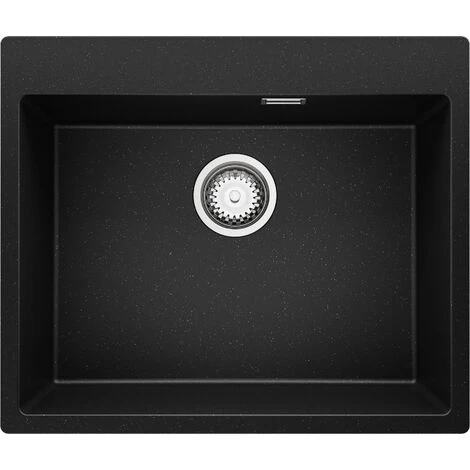 Evier Cuisine Noir Metallic, 59 X 50 Cm, Evier En Granit 1 Bac + Kit De Vidage, Evier A Encastrer Oslo 60 XL De Primagran 1 Evier Cuisine Noir Metallic, 59 X 50 Cm, Evier En Granit 1 Bac + Kit De Vidage, Evier A Encastrer Oslo 60 XL De Primagran