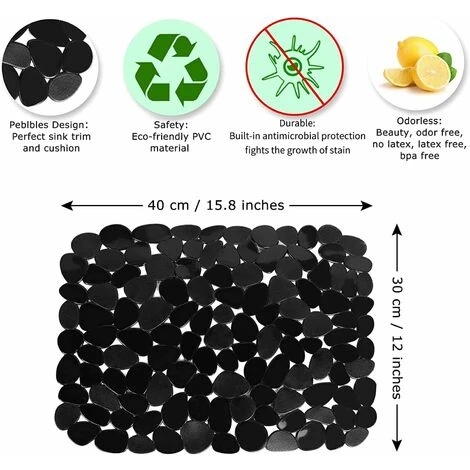 MINKUROW Tapis D'évier De Cuisine, 2 Tapis De Protection D'évier Réglables, Tapis D'évier En Acier Inoxydable Noir, Tapis De Séchage De Vaisselle Pour Comptoir De Cuisine De Salle De Bain, 15,8 X 12 P 3 MINKUROW Tapis D'évier De Cuisine, 2 Tapis De Protection D'évier Réglables, Tapis D'évier En Acier Inoxydable Noir, Tapis De Séchage De Vaisselle Pour Comptoir De Cuisine De Salle De Bain, 15,8 X 12 P – Image 3
