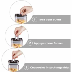 GP Lot De 5 Boîtes De Conservation Alimentaire Avec Couvercles Hermétiques Noirs Ensemble De Récipient à Nourriture En Plastique Sans BPA Conservation à Céréales Fruits Secs -Promos Gout Cuisine Boutique 75563650 4